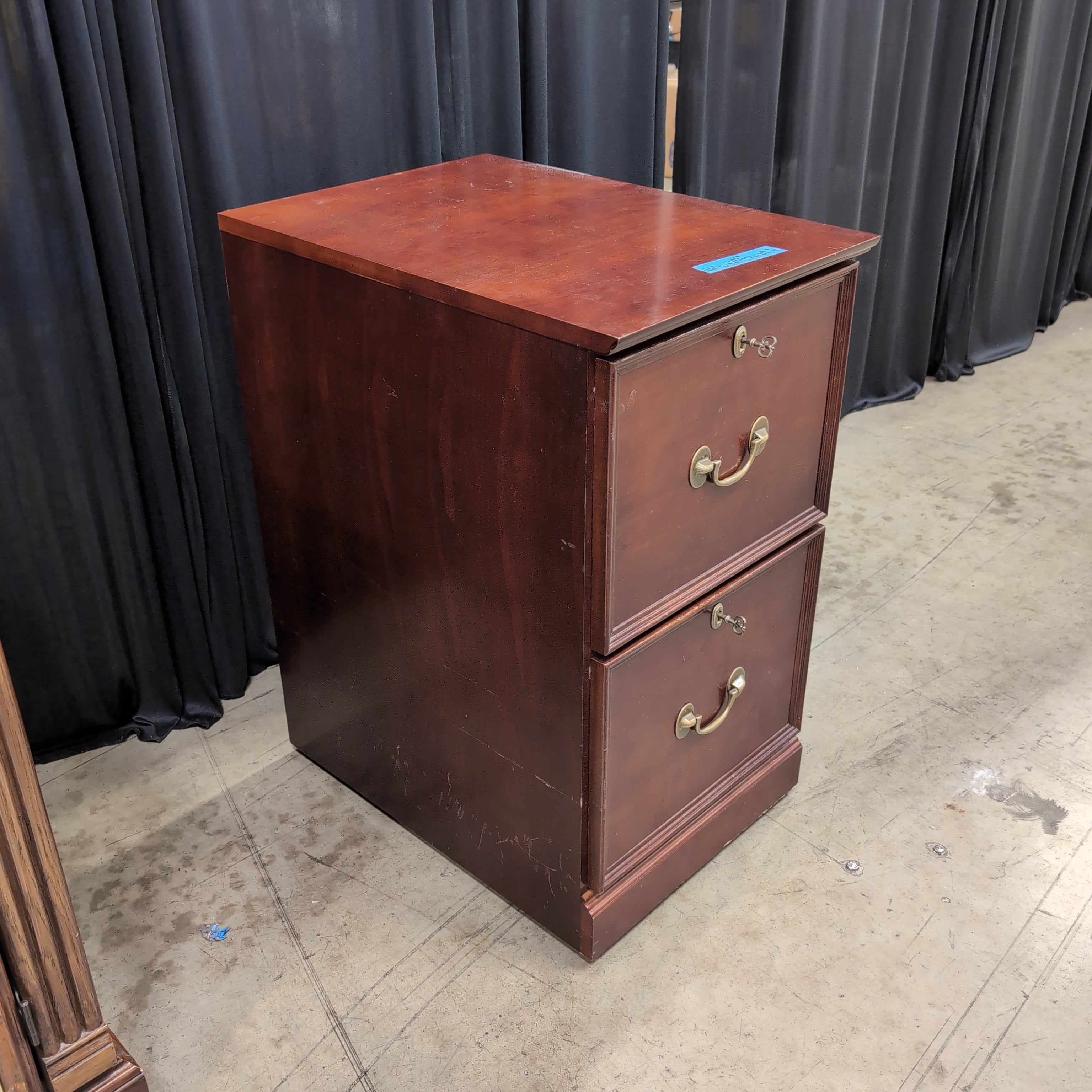 Vintage Cherry Finish Two-Drawer vertical filing cabinet