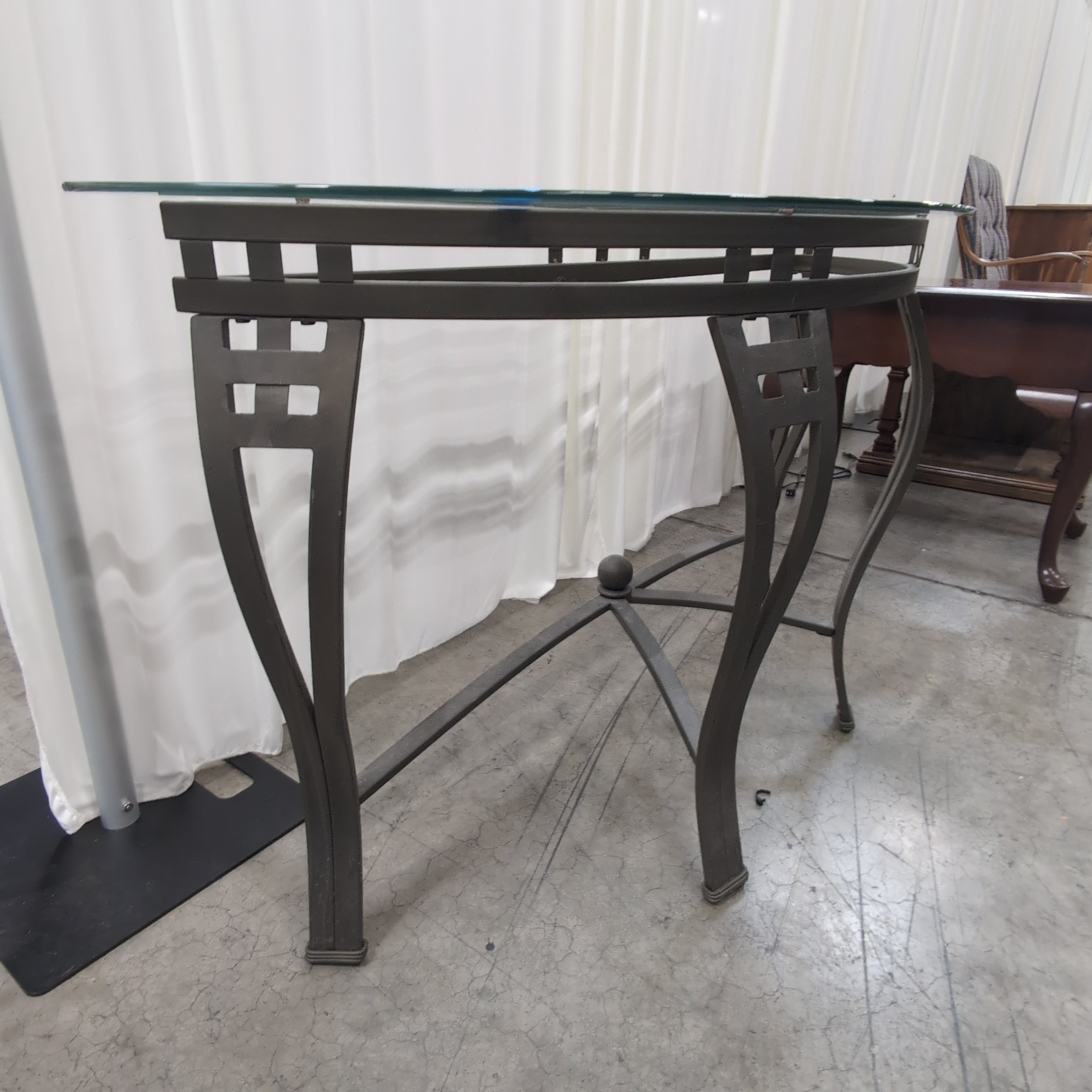 Half-Moon Glass Top Console Table