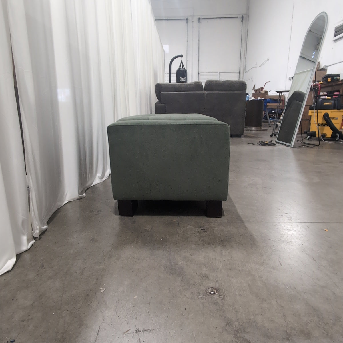 Sage Green Velvet Upholstered Storage Bench