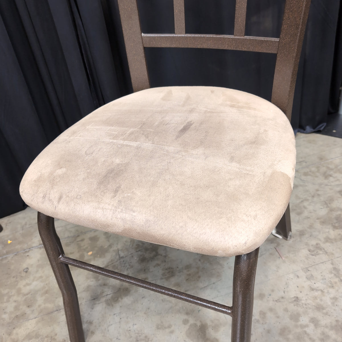 Set of Four Brown Metal Dining Chairs
