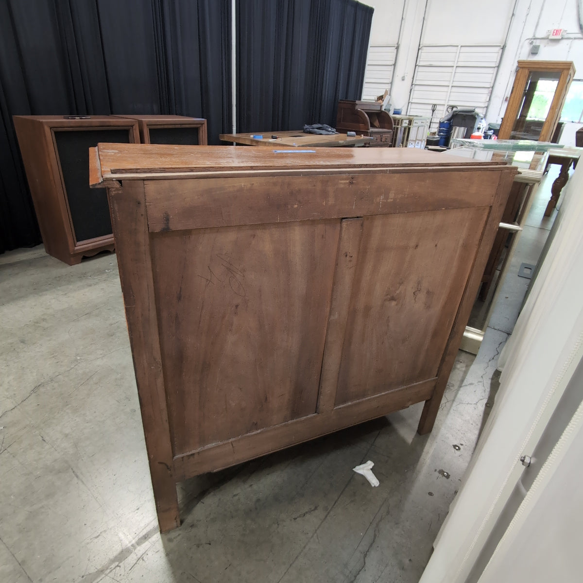 Carved Wood Two-Drawer Buffet with Cabinet Doors