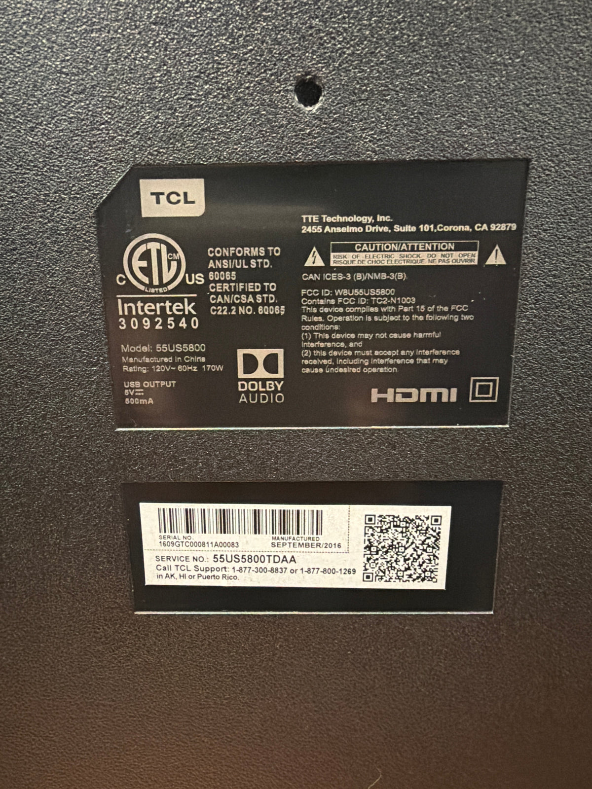 TCL 55-inch 4K Ultra HD Roku Smart LED TV | Model 55US5800