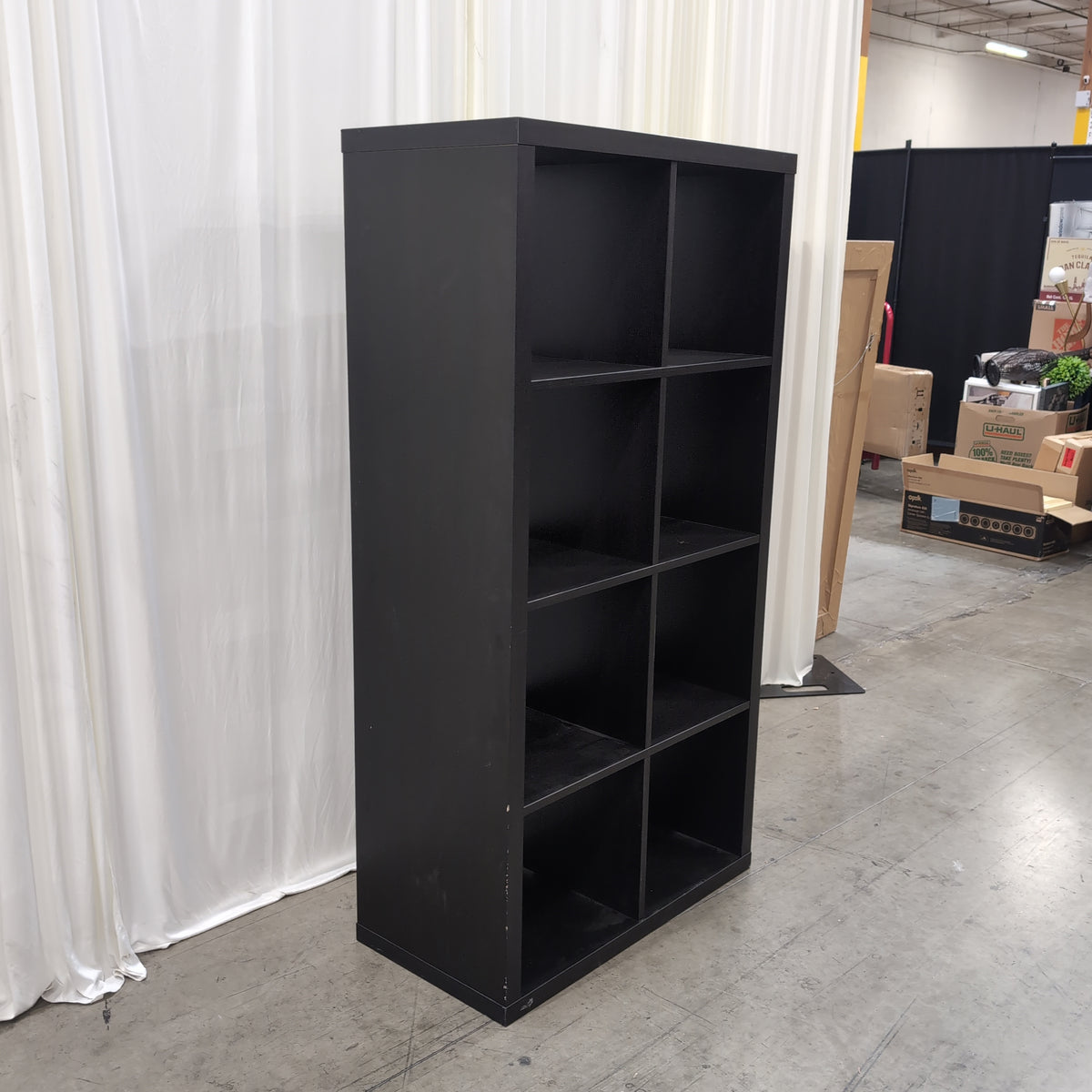 Modern Eight-Cube Storage Bookcase in Dark Gray Laminate