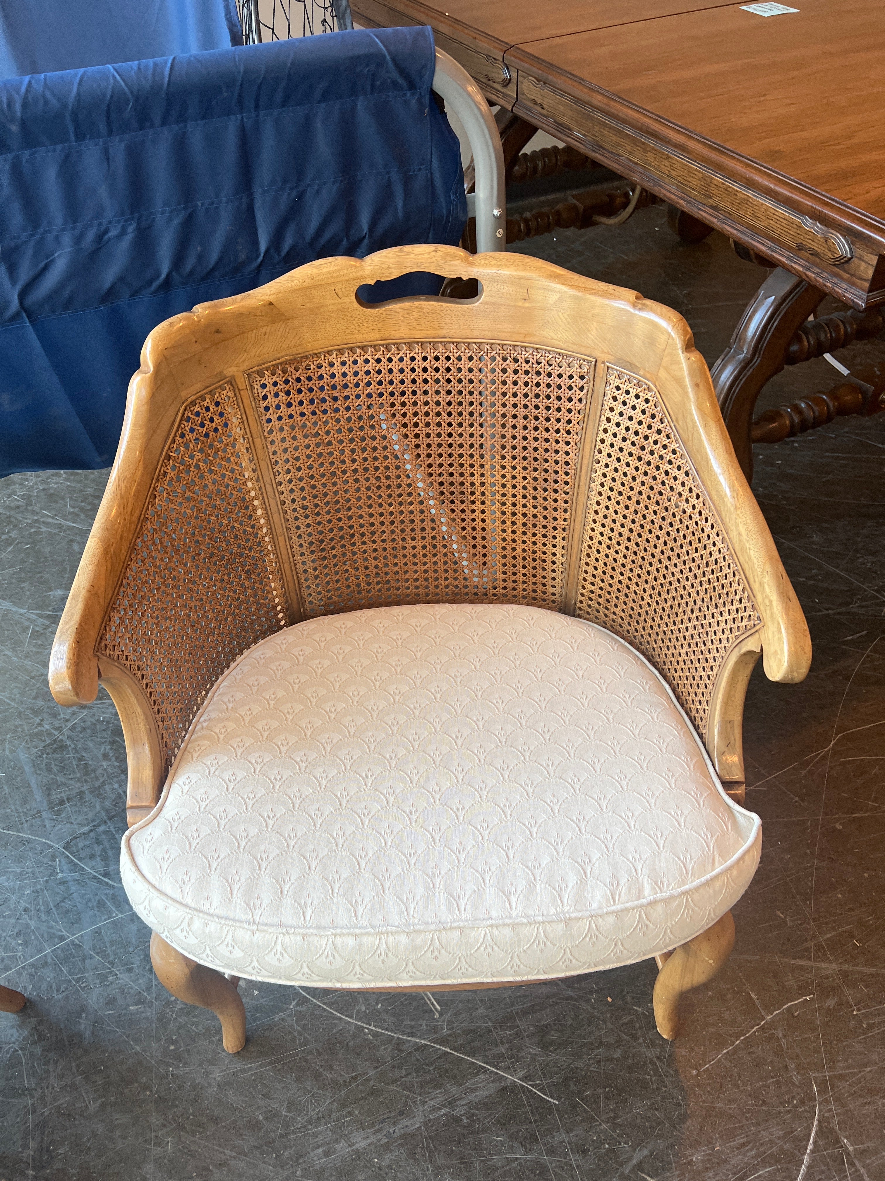 Vintage MCM Cane Back Wood Armchairs - Set of Two
