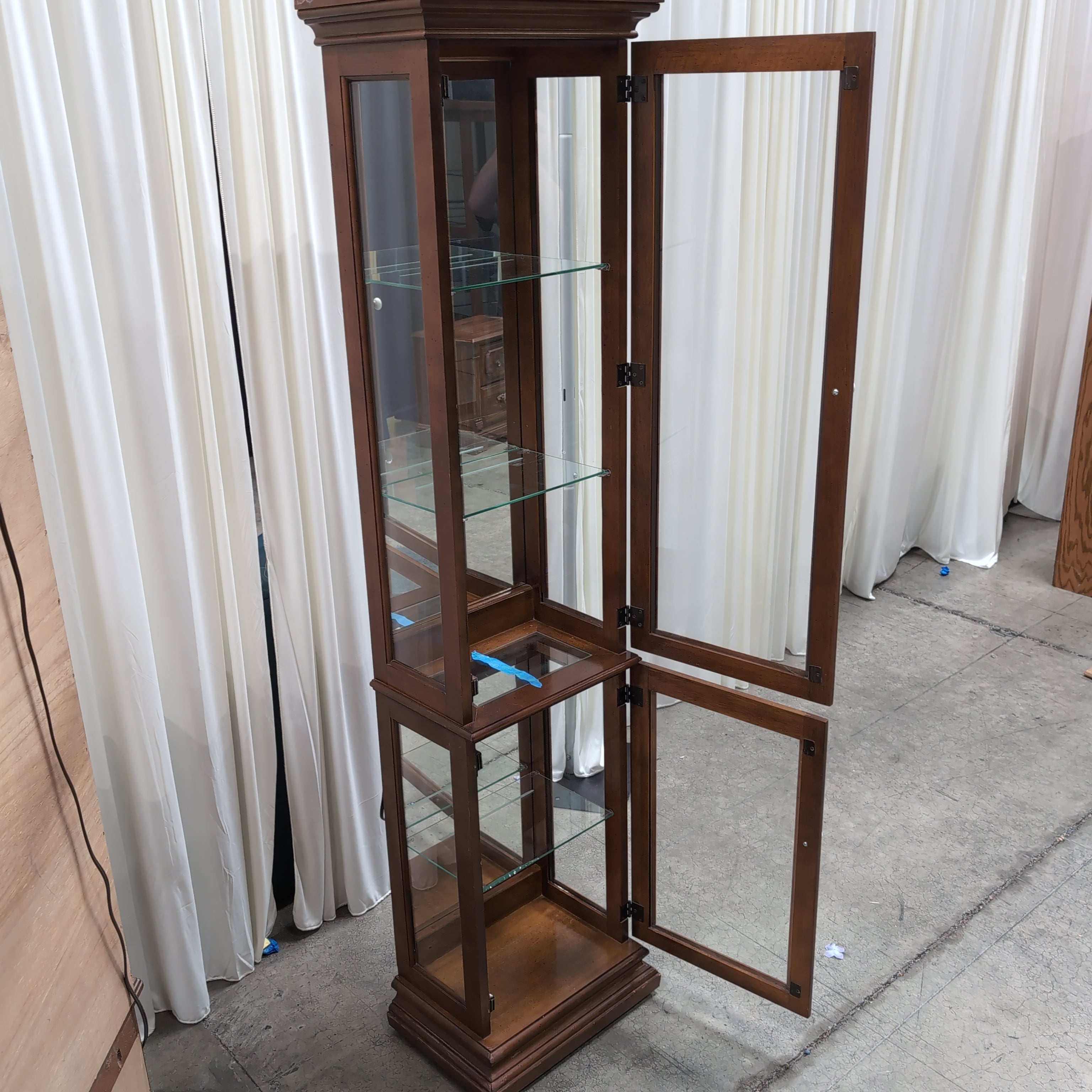 Traditional Dark Wood Two-Section China Cabinet