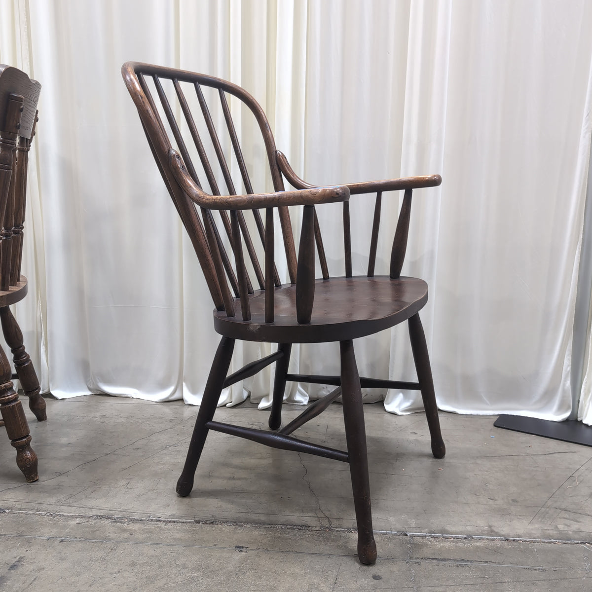 Traditional Dark Wood Windsor Arm Chair