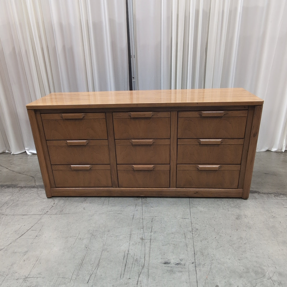 Honey Tone Wood Six-Drawer Dresser