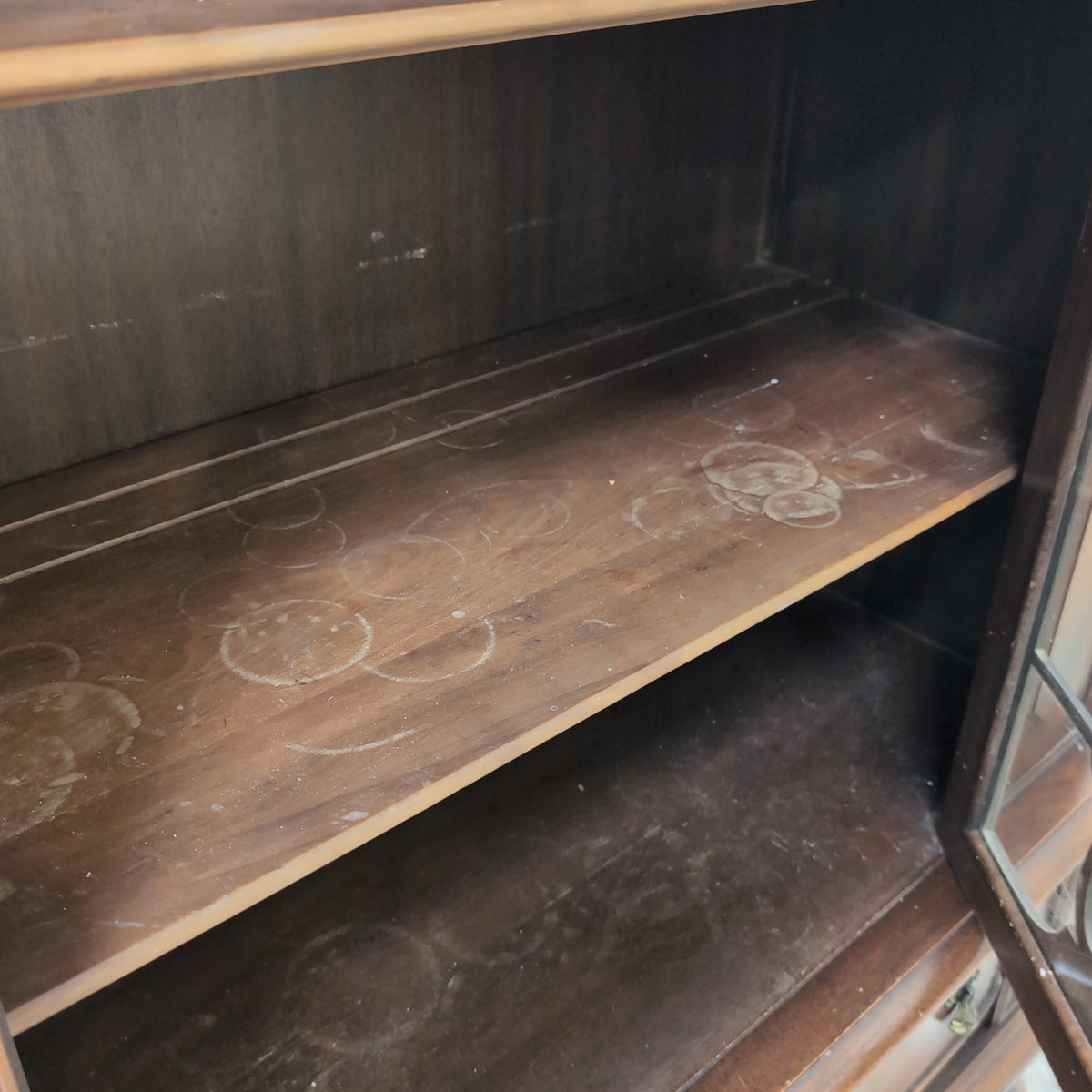 Traditional Carved Dark Wood China Cabinet