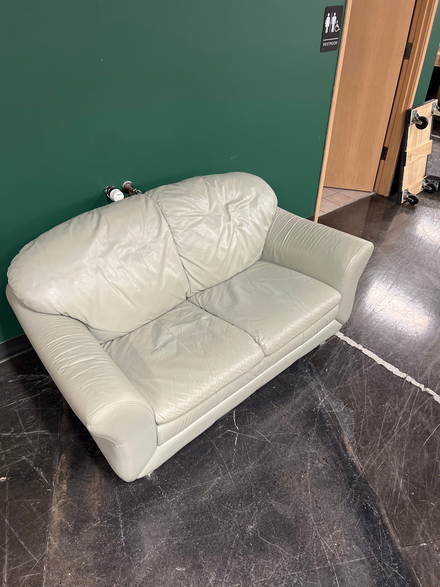 Plush Light Grey Leatherette Sofa