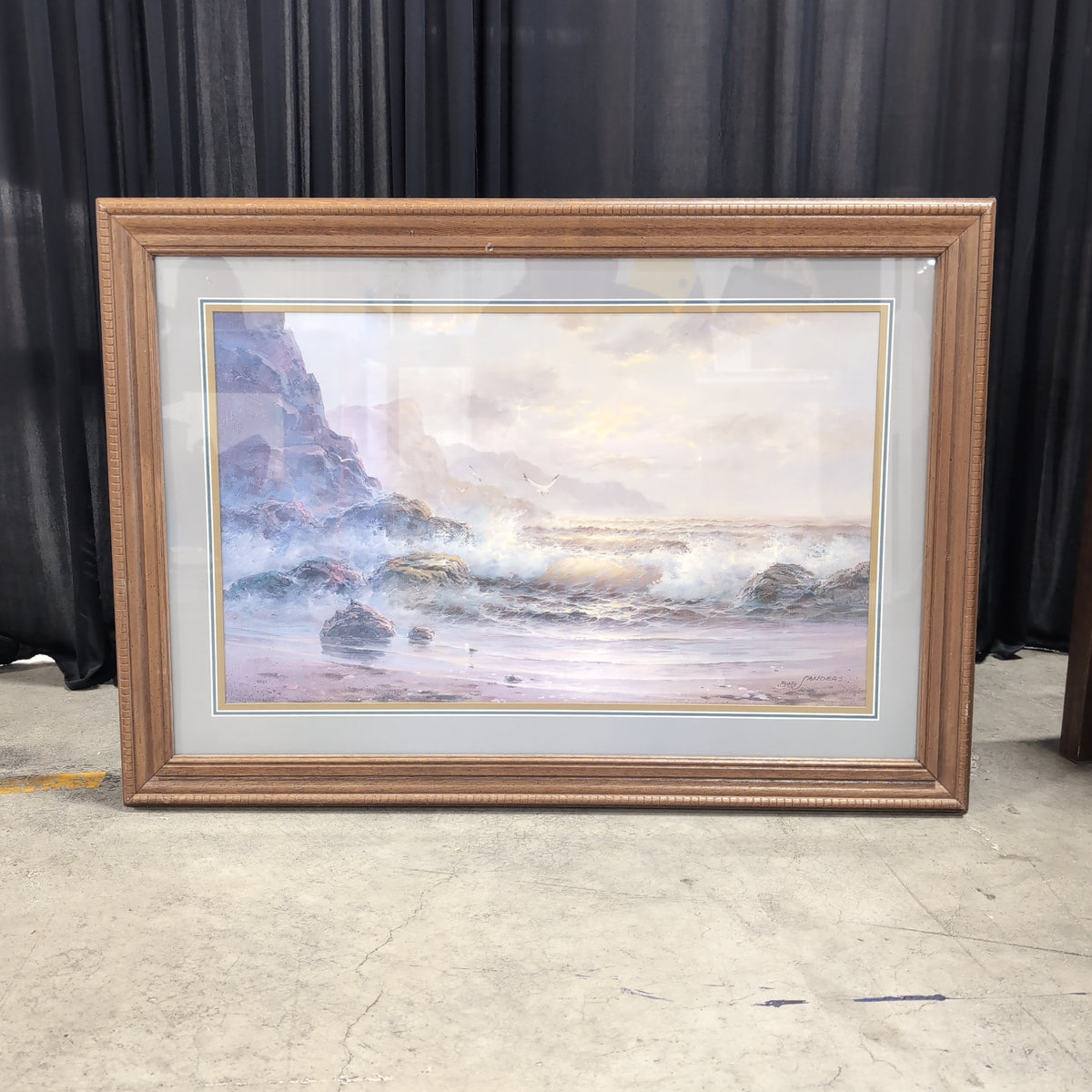 Coastal Seascape Framed Artwork with Wood Frame
