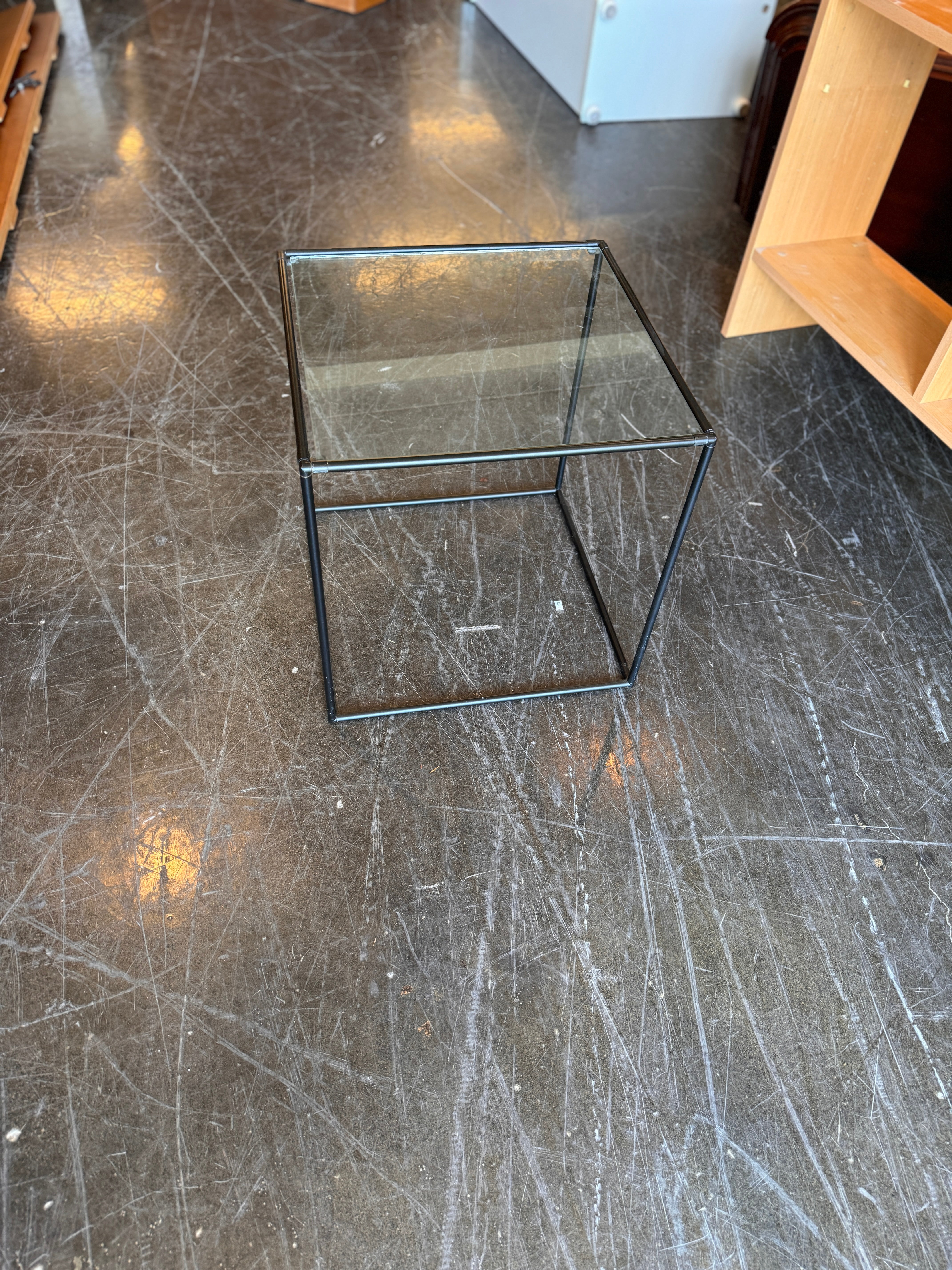 Black Metal and Glass End Table