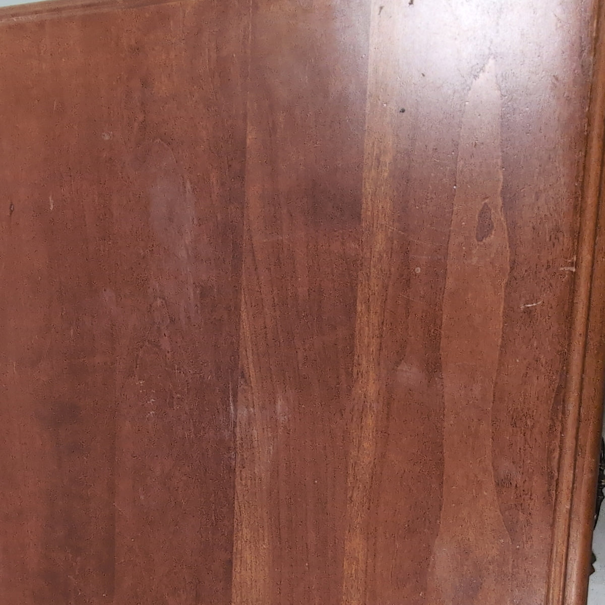 Cherry-Stained Wood Pedestal End Table