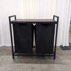 Industrial Black Metal Laundry Hamper with Wood Top