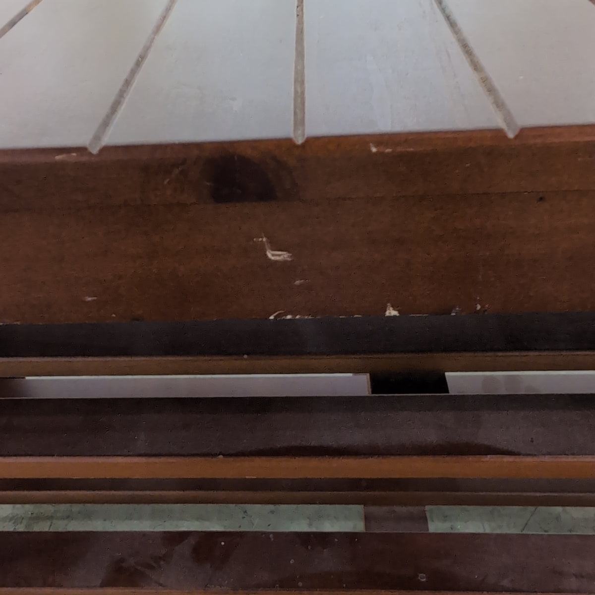 Brown Slat Top Wood Bench