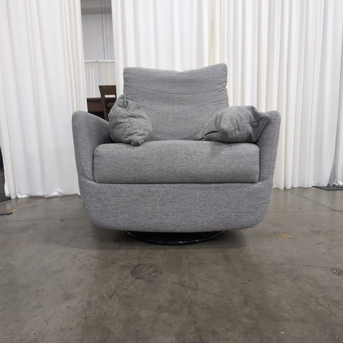 Modern Grey Fabric Swivel Chair