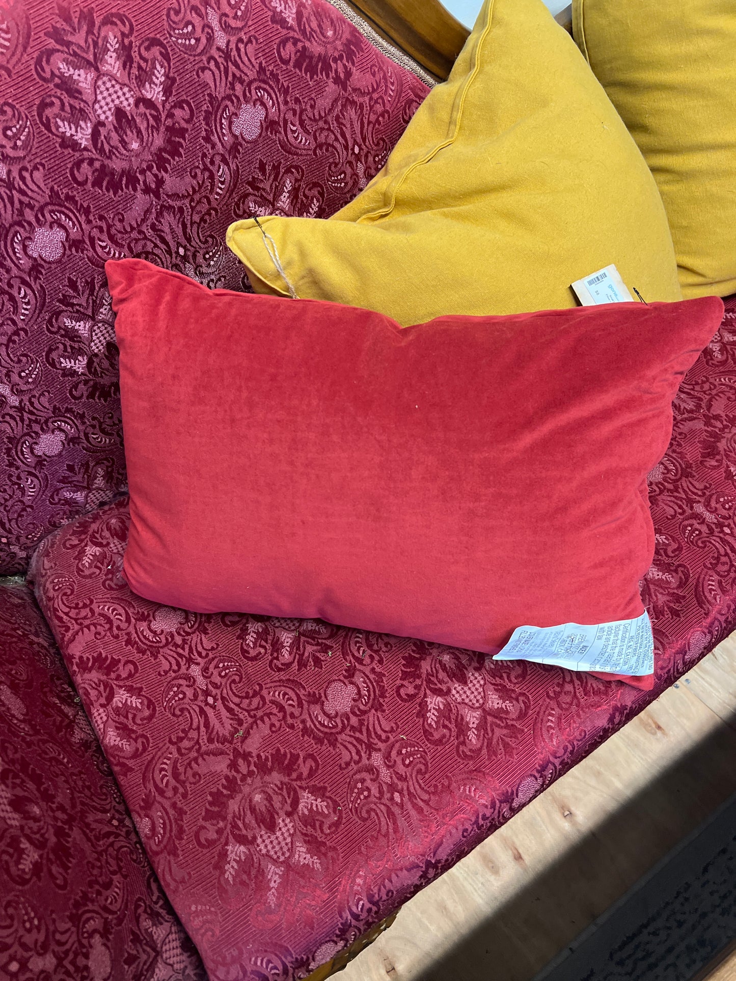 Small Red Throw Pillow – Soft Textured Fabric