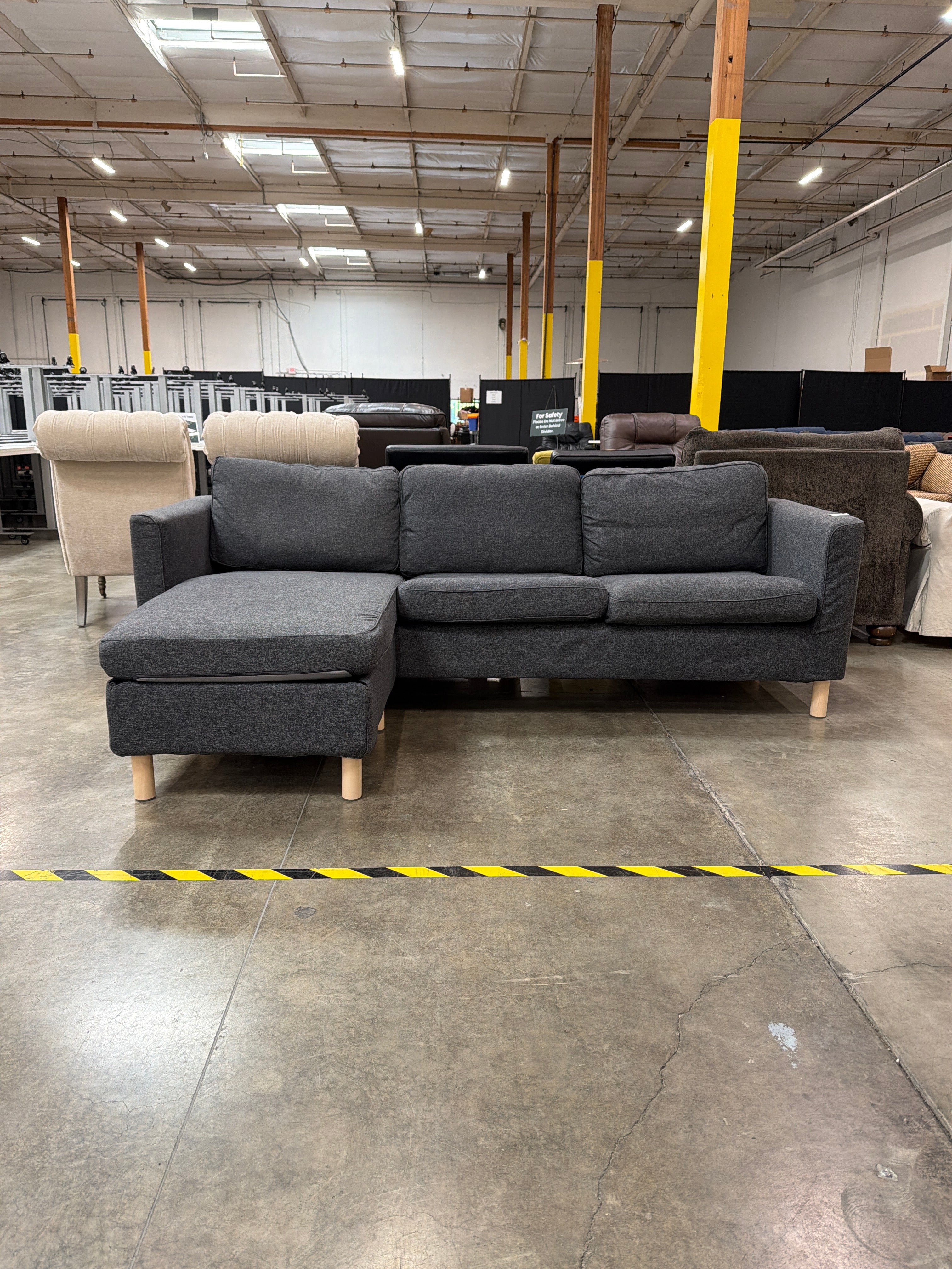 IKEA Karlstad 3-Seat Sectional Sofa with Reversible Chaise – Charcoal Gray