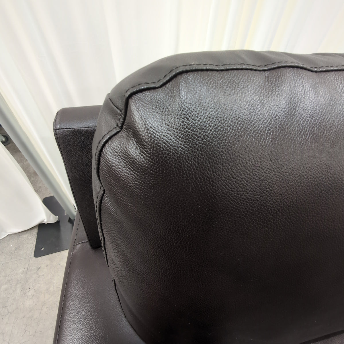 Dark Brown Rolled Arm Leather Couch