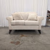 Light Beige Rolled Arm Loveseat in Upholstered Fabric