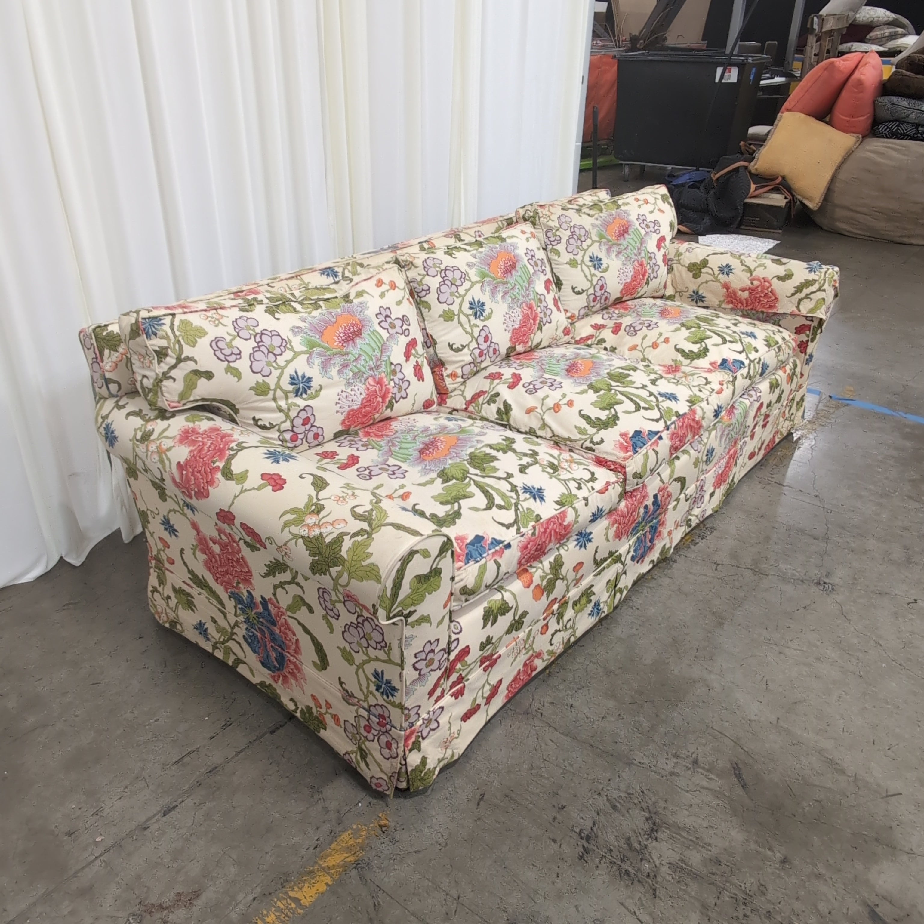 Chestnut Hill Collection Vibrant Floral Print Three-Cushion Couch