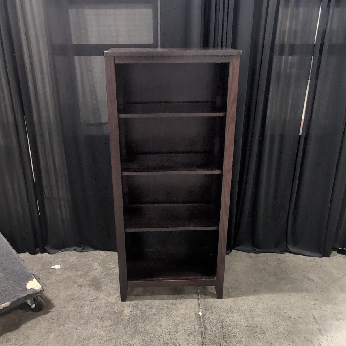 Dark Wood Five-Shelf Bookcase with Adjustable Shelves