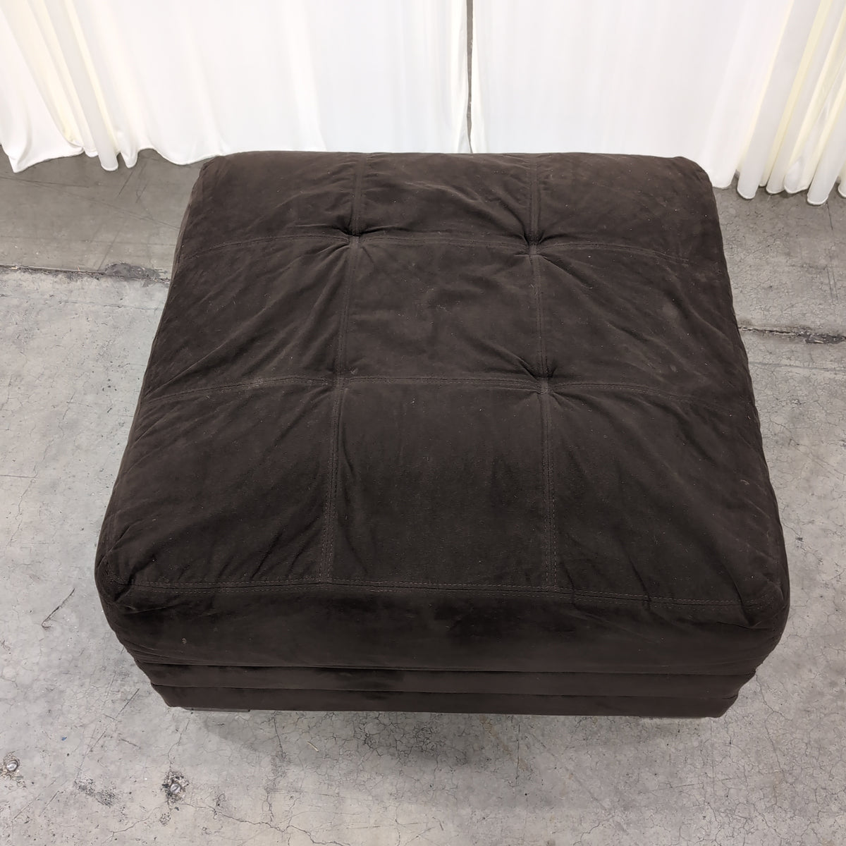 Brown Microsuede Square Ottoman