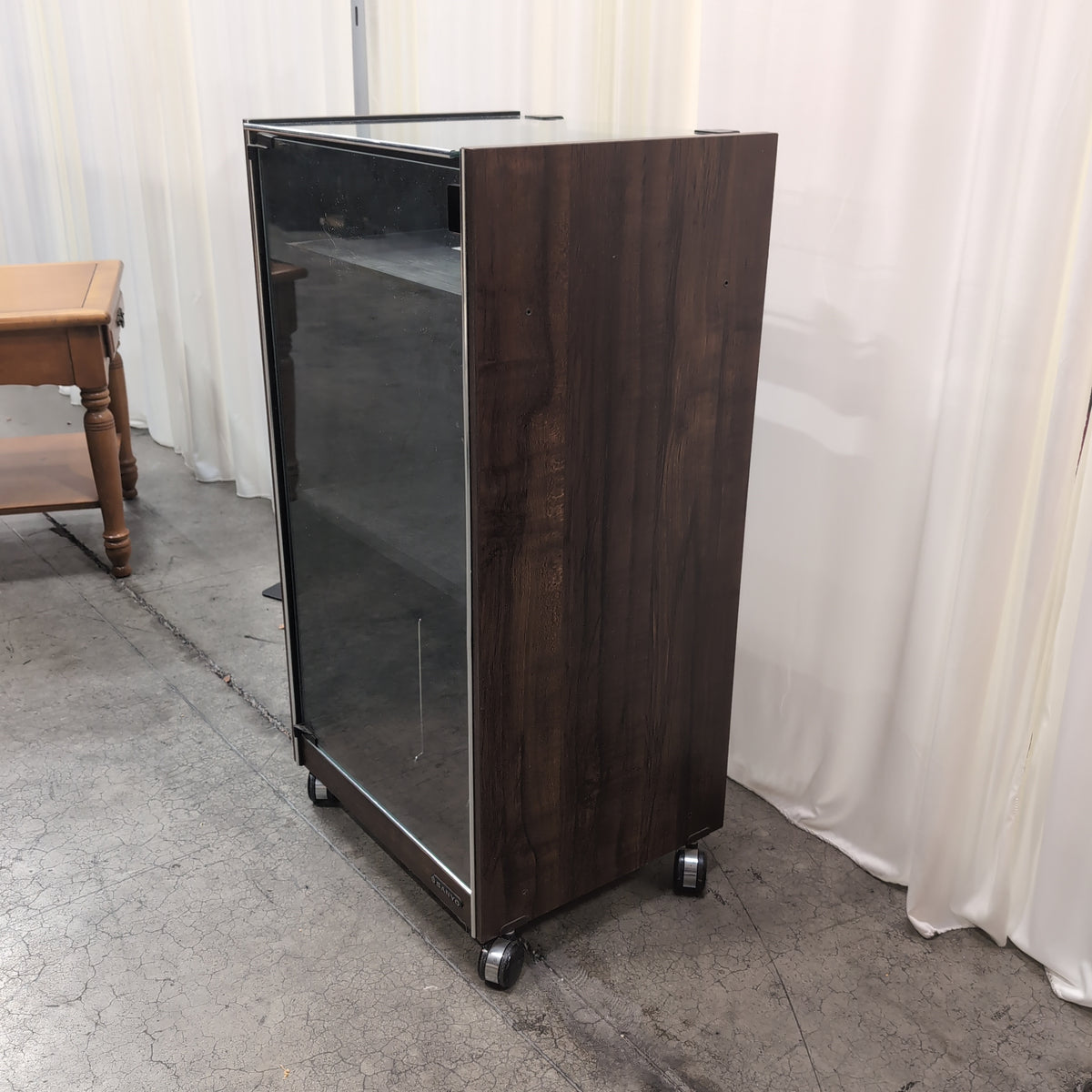 SANYO Dark Wood Tone Two-Shelf TV Stand with Casters