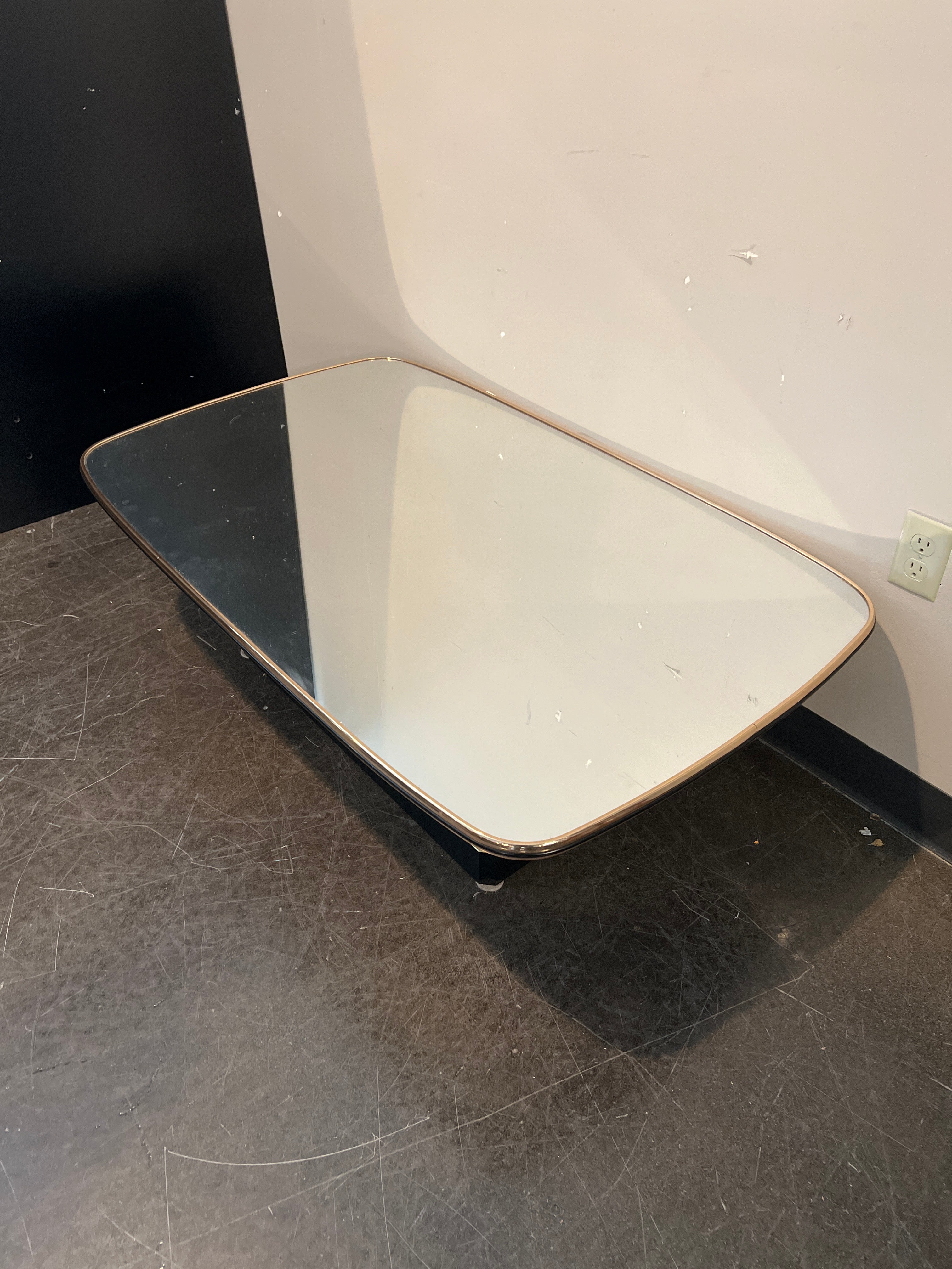 Glass-Top Coffee Table with Rounded Gold Frame