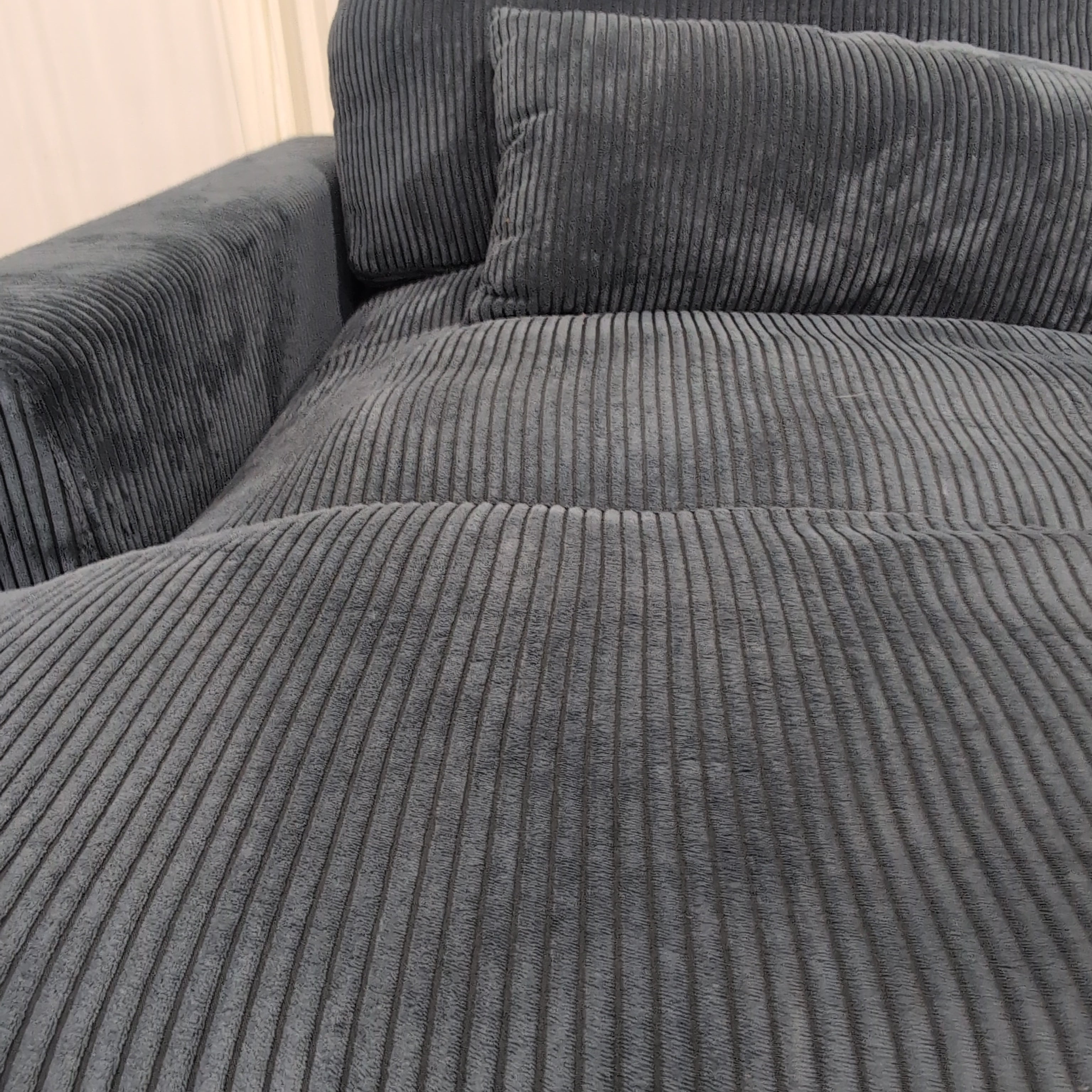 Deep Blue Corduroy L-Shaped Sectional Couch