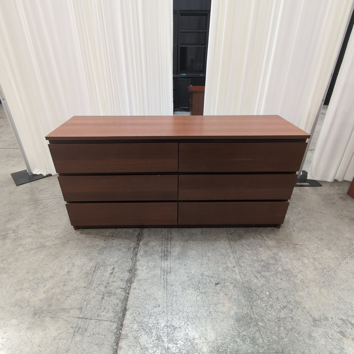 Warm Brown Six-Drawer Wood Dresser