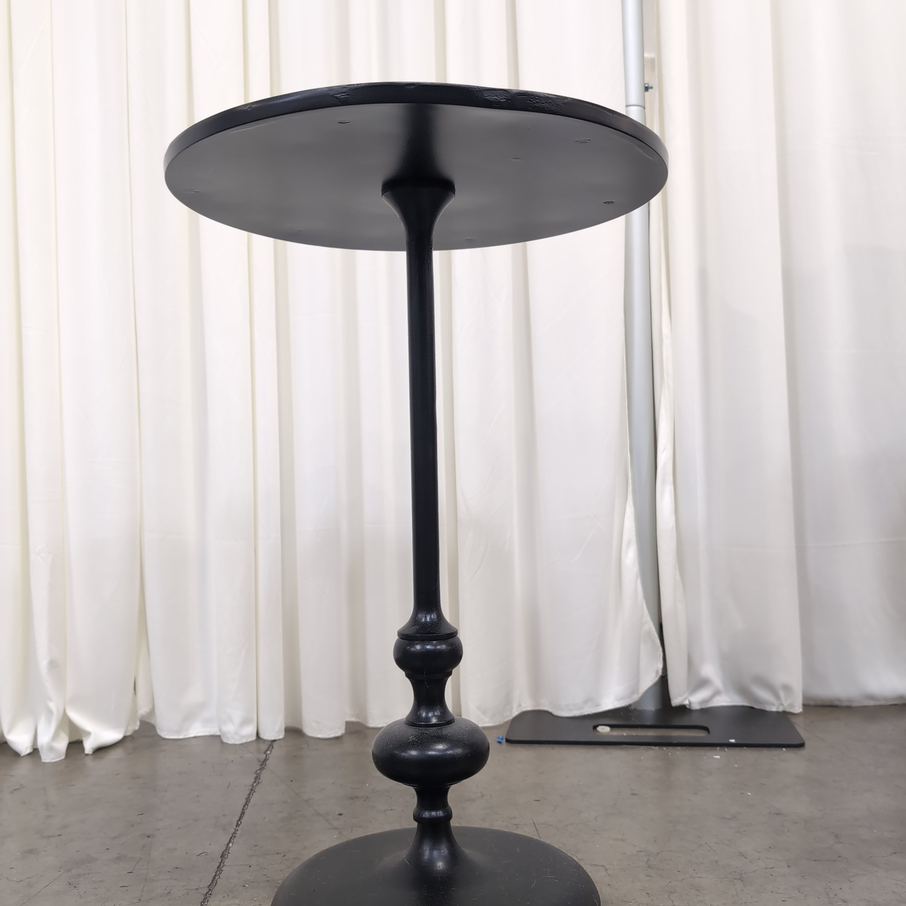 Black Iron Pedestal End Table with Tray Top