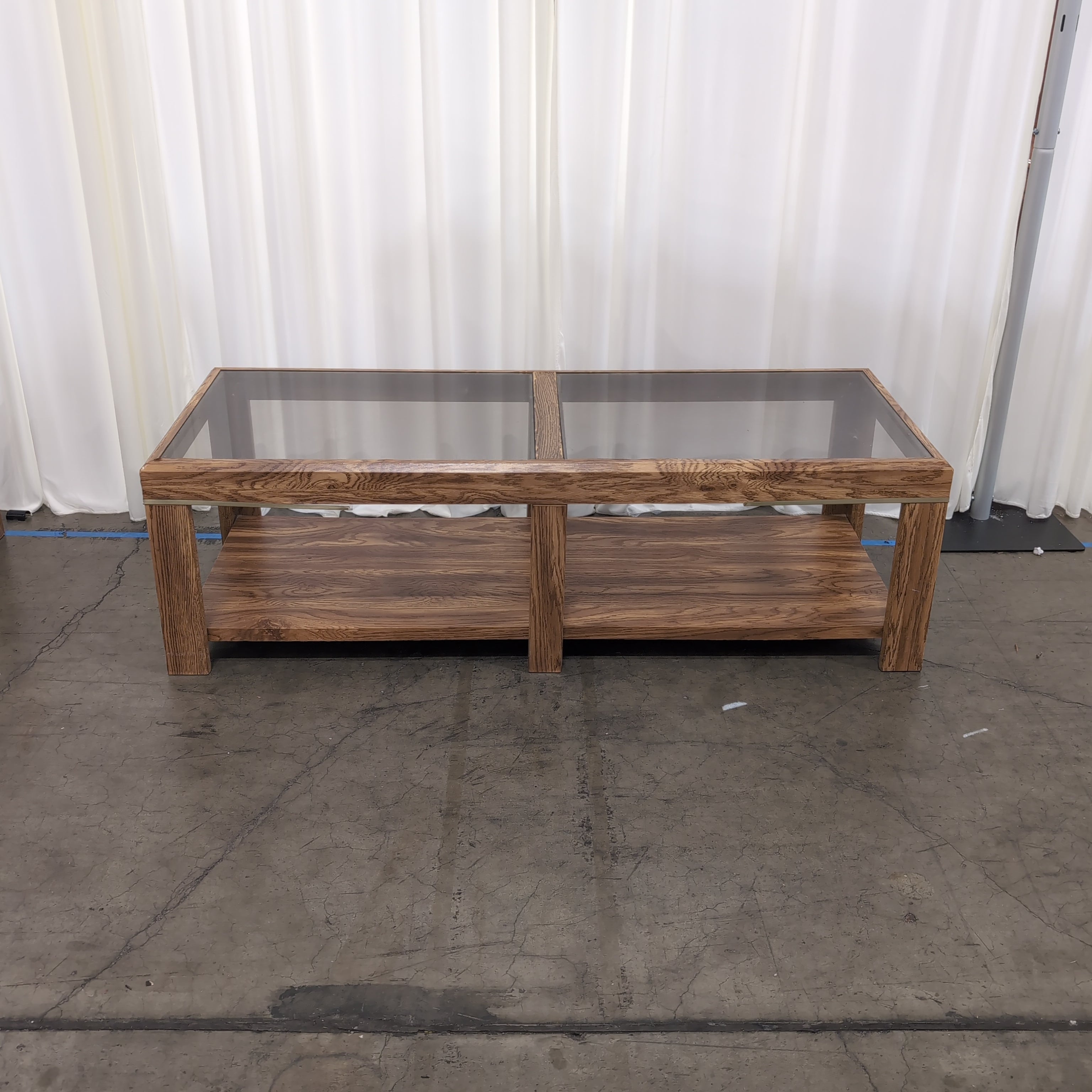 Rectangular Wood Coffee Table with Glass Top