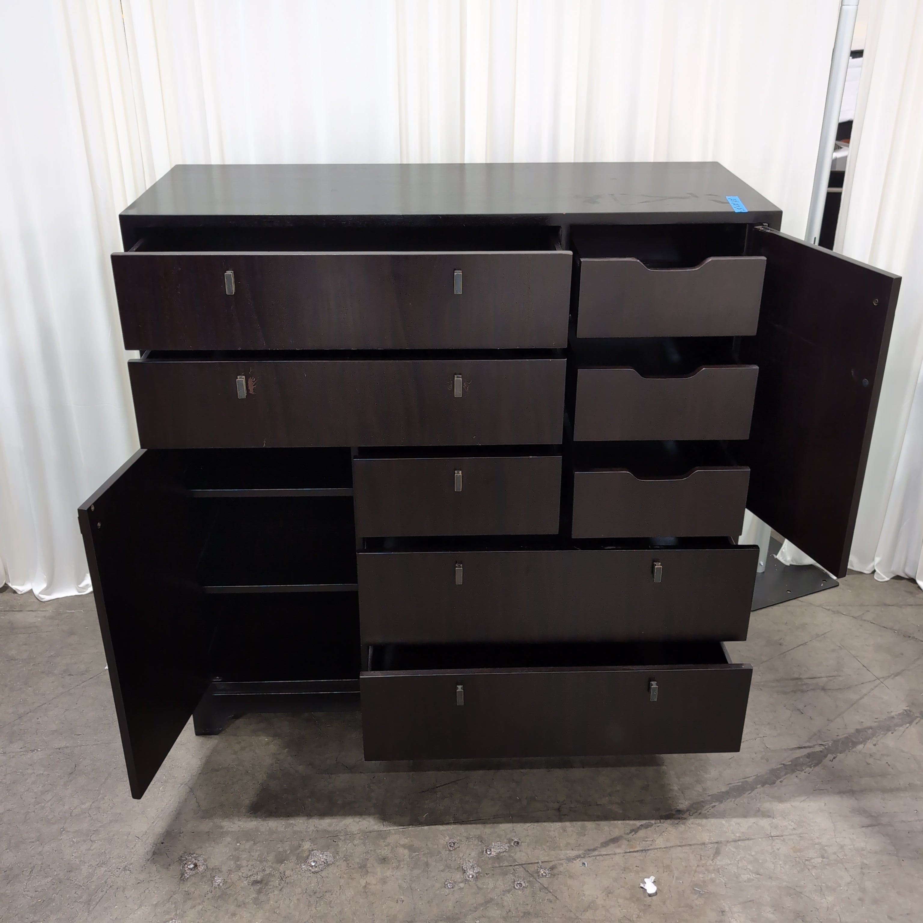 Dark Wood TV Stand with Cabinet Storage