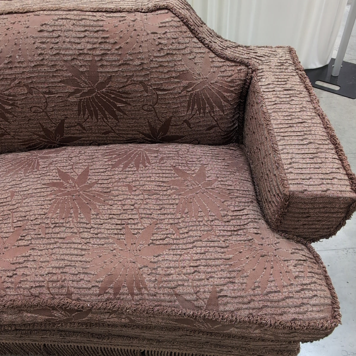 Brown Jacquard Fabric Fringed Skirt Couch