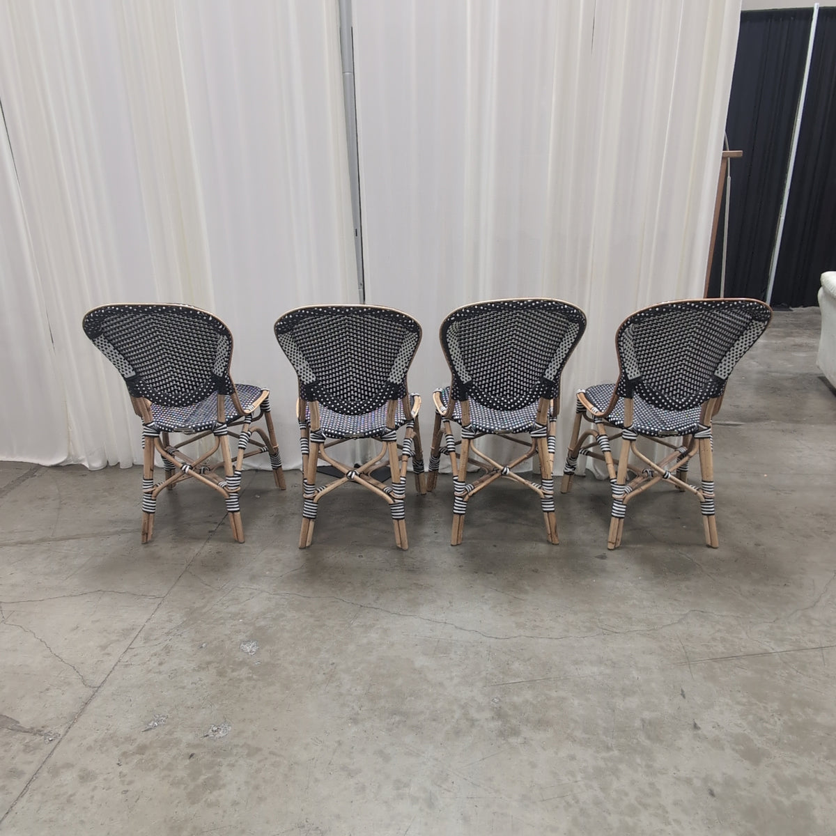 French Bistro Black and White Woven Chair