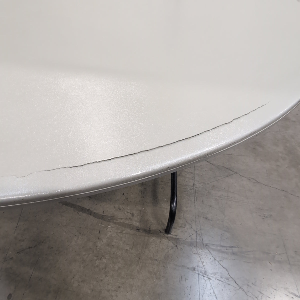 Round Grey Plastic Folding Table with Black Metal Legs