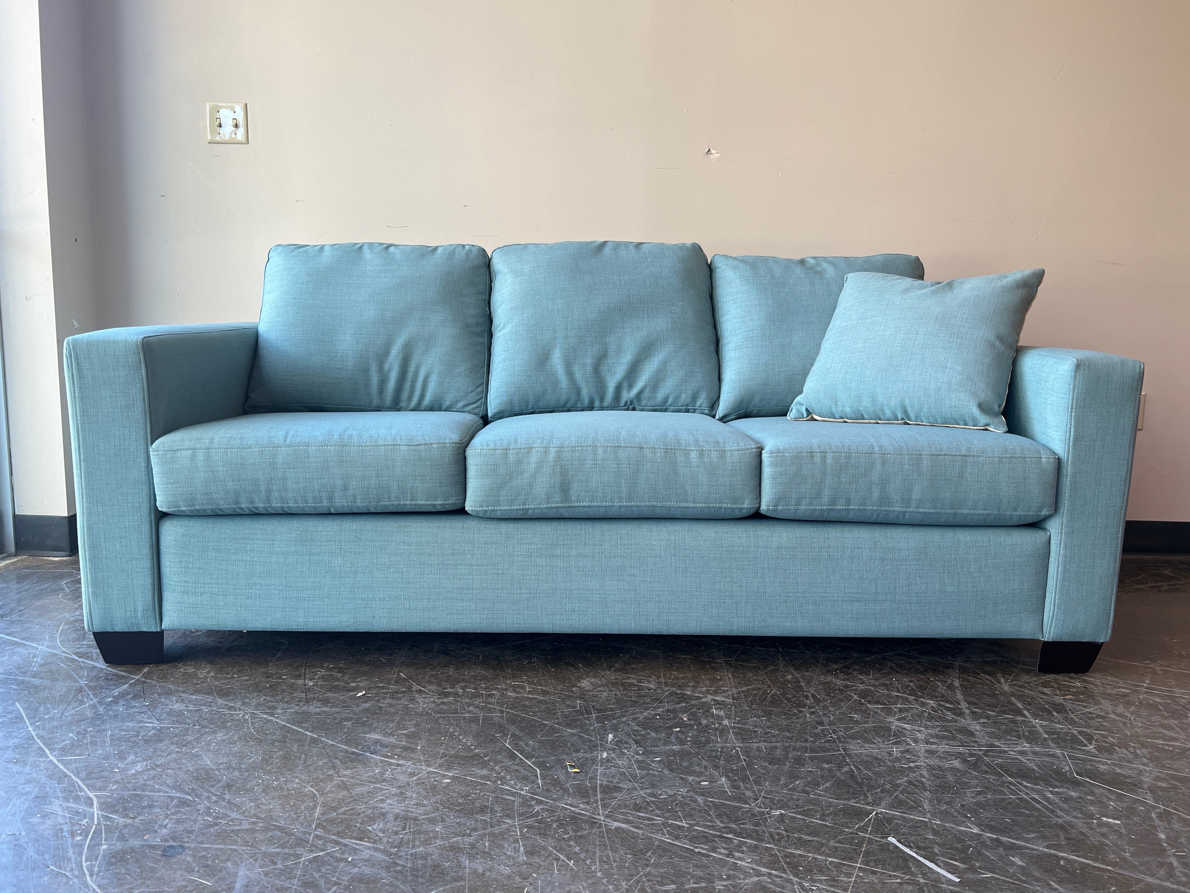 Serene Teal Three-Seat Sofa