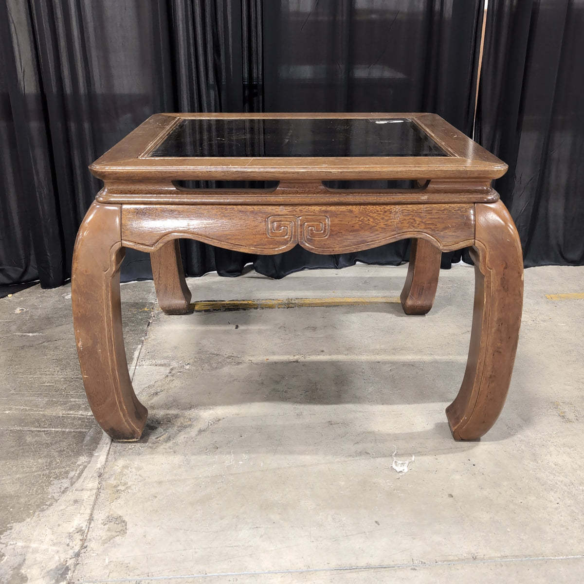 Light Wood Square Coffee Table with Glass Top