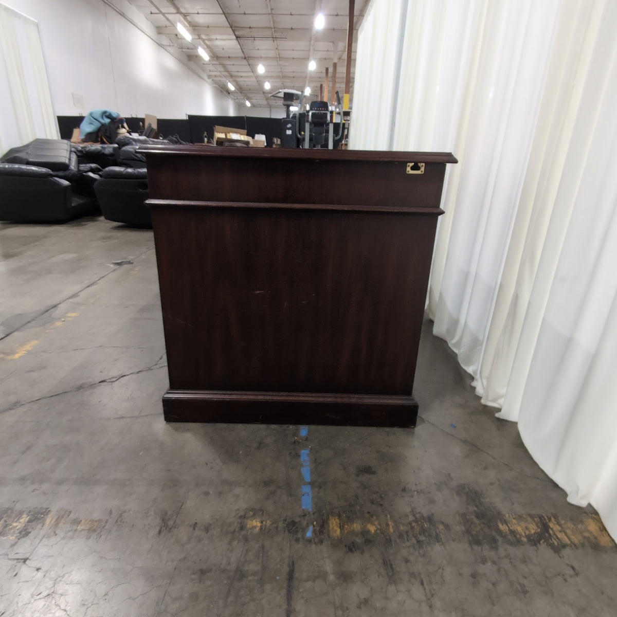 Henkel Moore Traditional Dark Wood Executive Desk with Brass Hardware