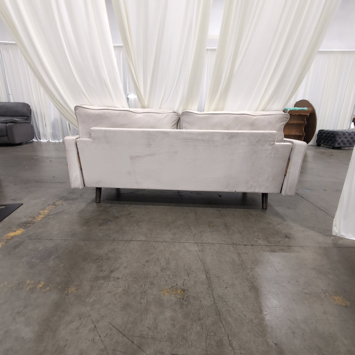 Light Beige Tufted Velvet Couch