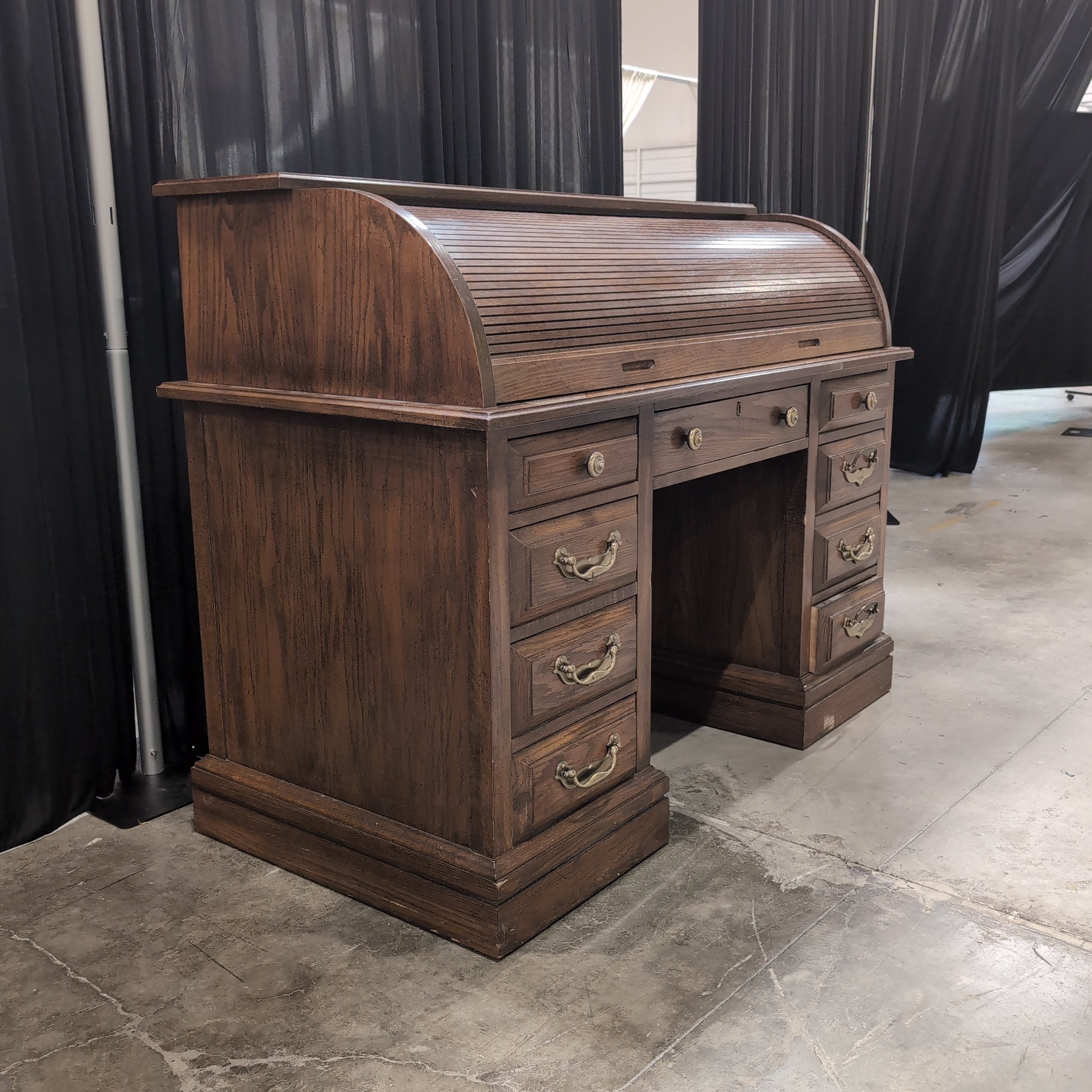 Jasper Cabinet Traditional Roll-Top Wood Desk with Cubbies