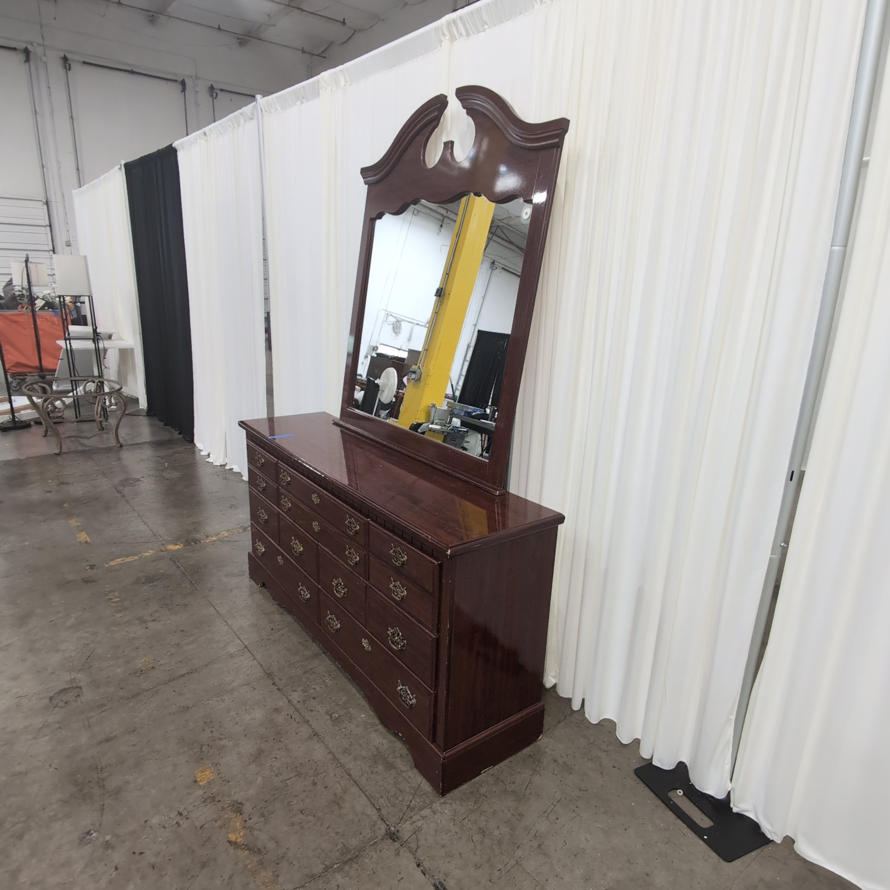Dark Wood Traditional Dresser with Ornate Hardware