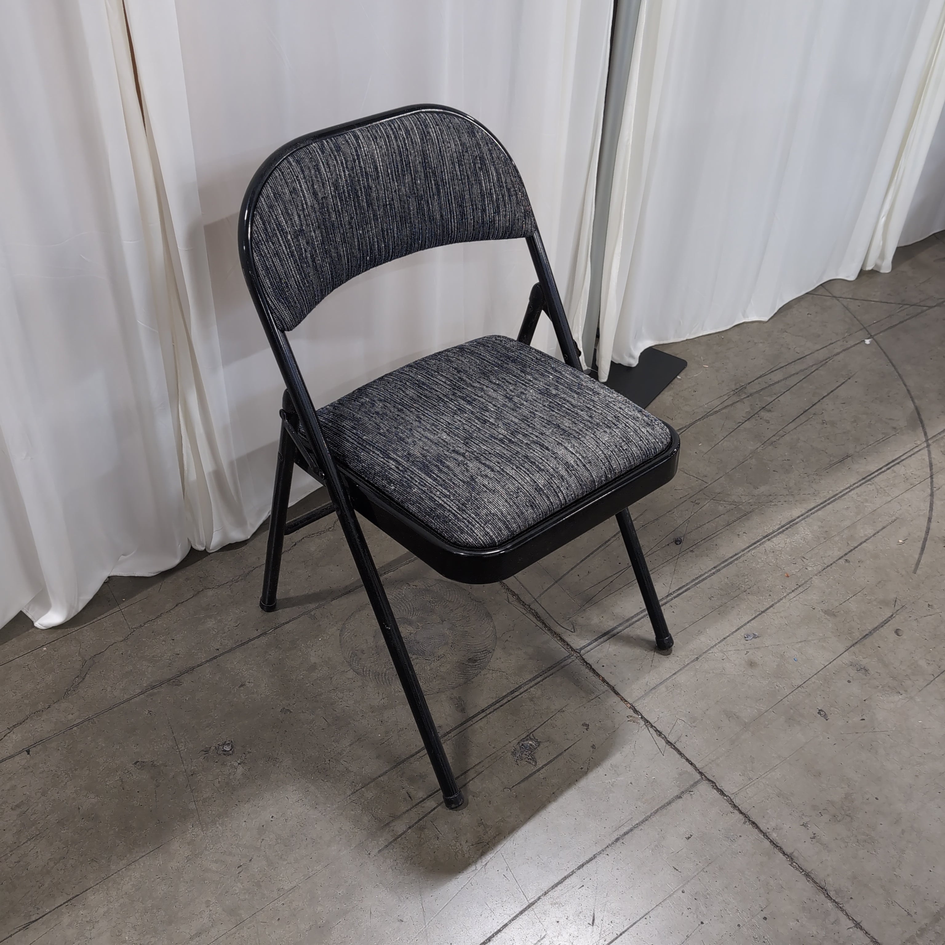 Black Metal Upholstered Folding Chair