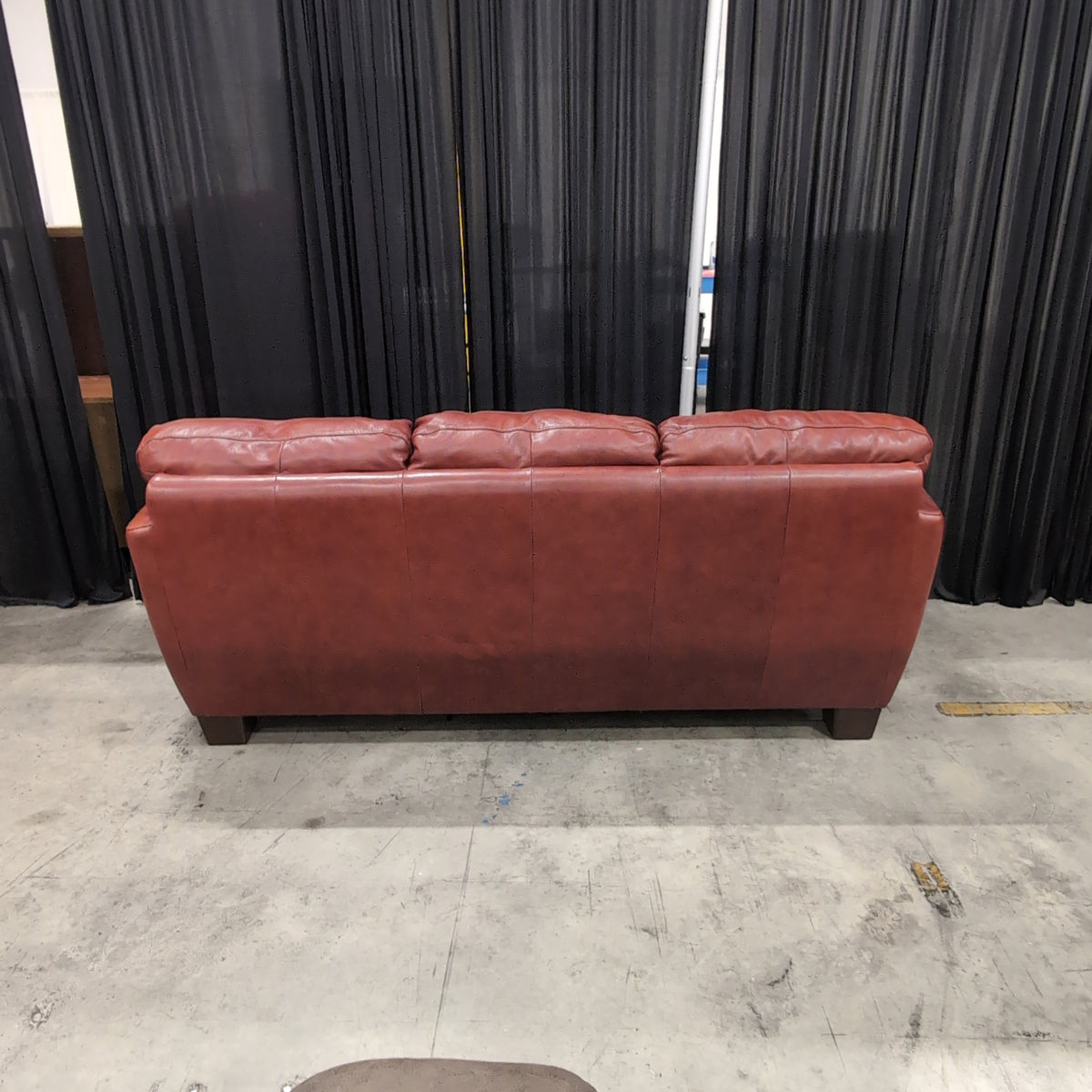 Terracotta Leather Three-Seat Couch