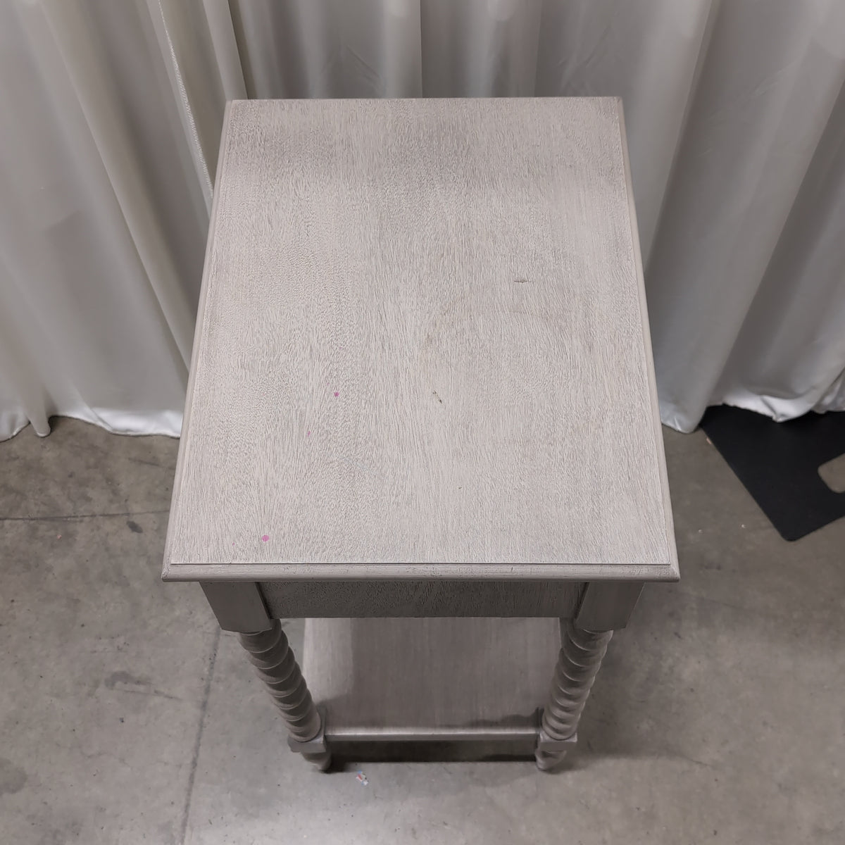 Light Grey Wood Nightstand with Open Shelf