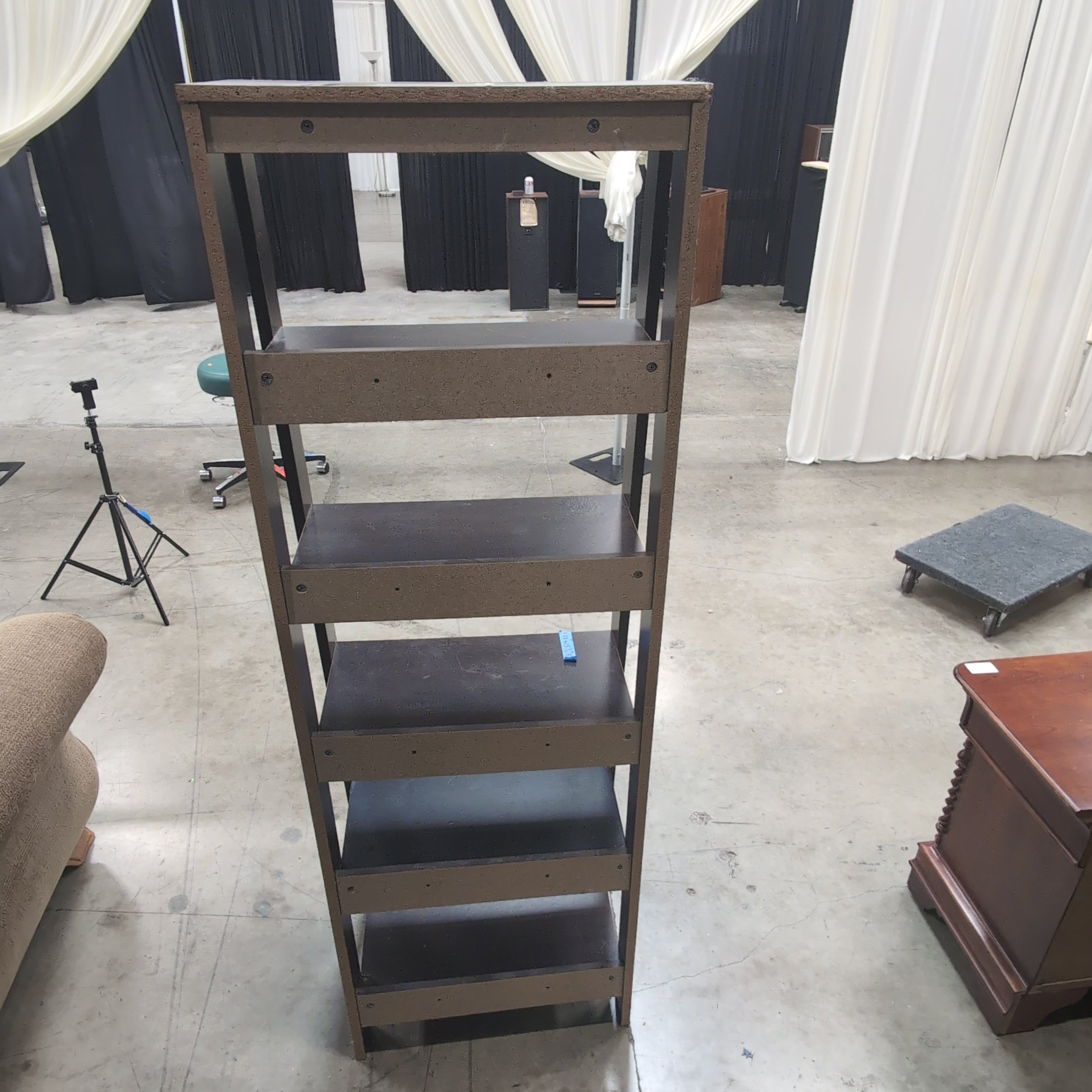 Dark Brown Five-Shelf Ladder Bookcase
