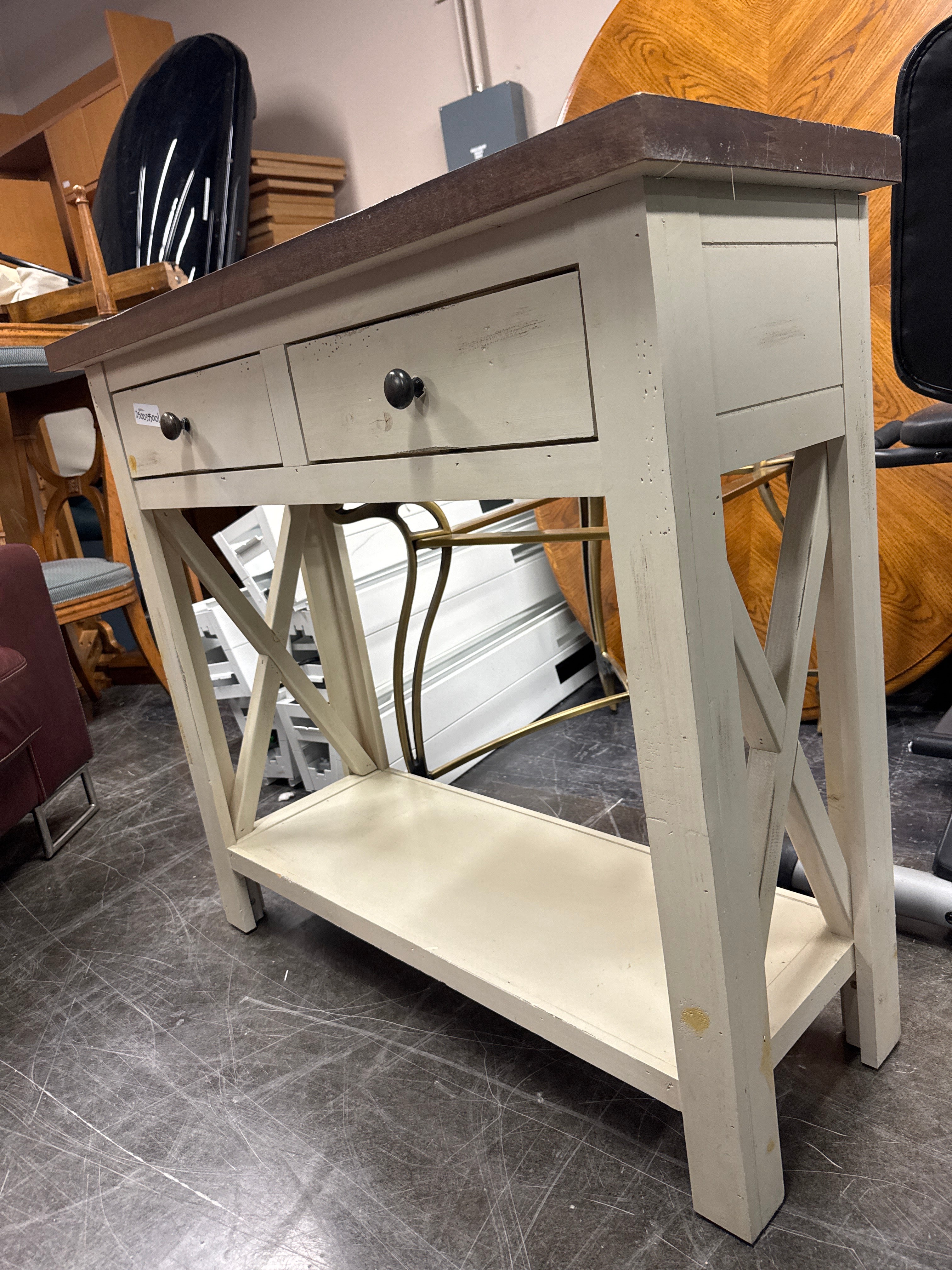 Charming Two-Drawer Console Table with Dark Top