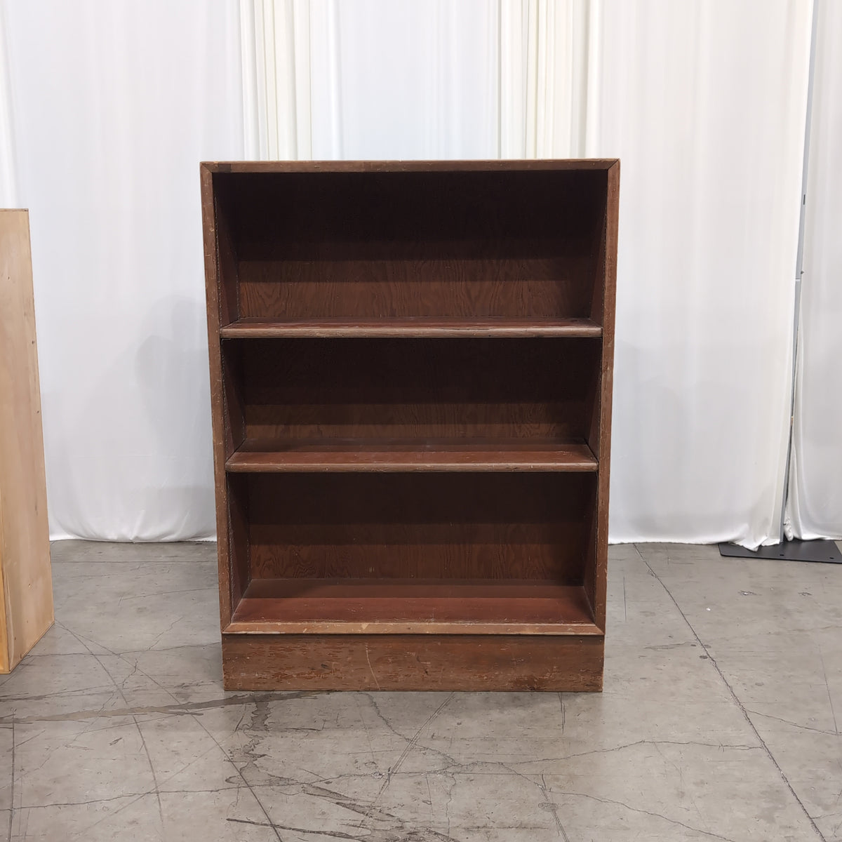 Brown Stained Wood Three-Shelf Bookcase