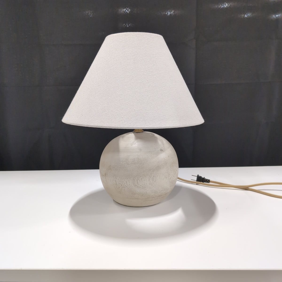 Cream Textured Ceramic Table Lamp with White Fabric Shade