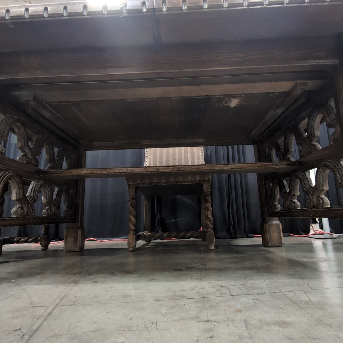 Traditional Dark Wood Dining Table with Carved Legs